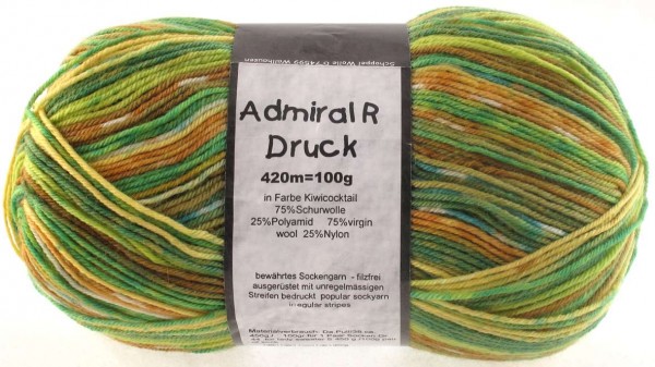 Admiral R Druck 1860magic Kiwi Cocktail 75% Virgin Wool, 25% Nylon (biodegradable)